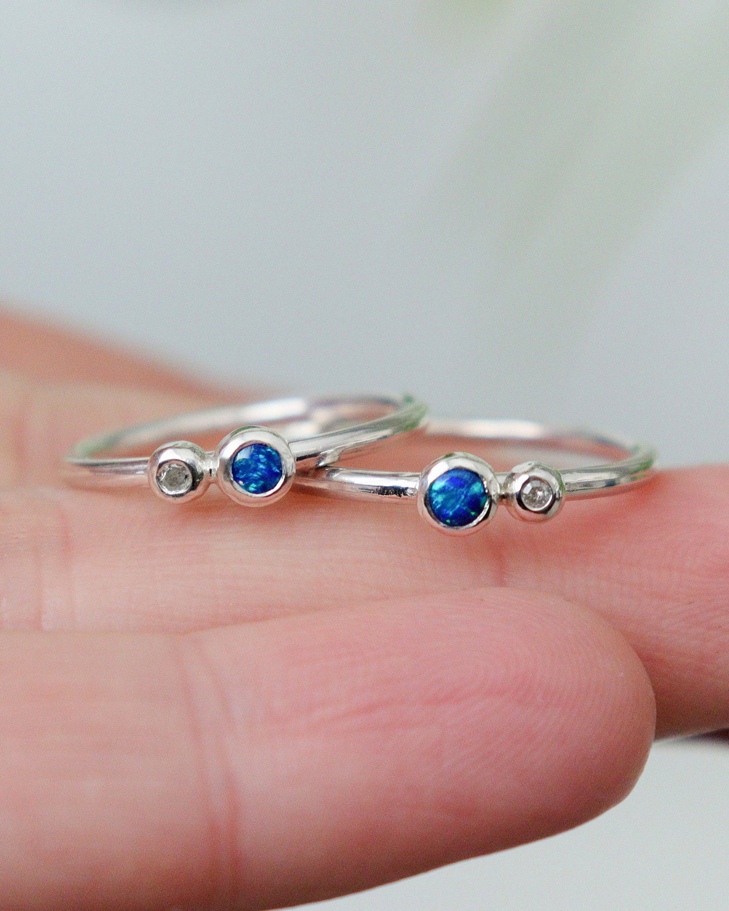 Anillo DÚO MINI | Ópalo y diamante