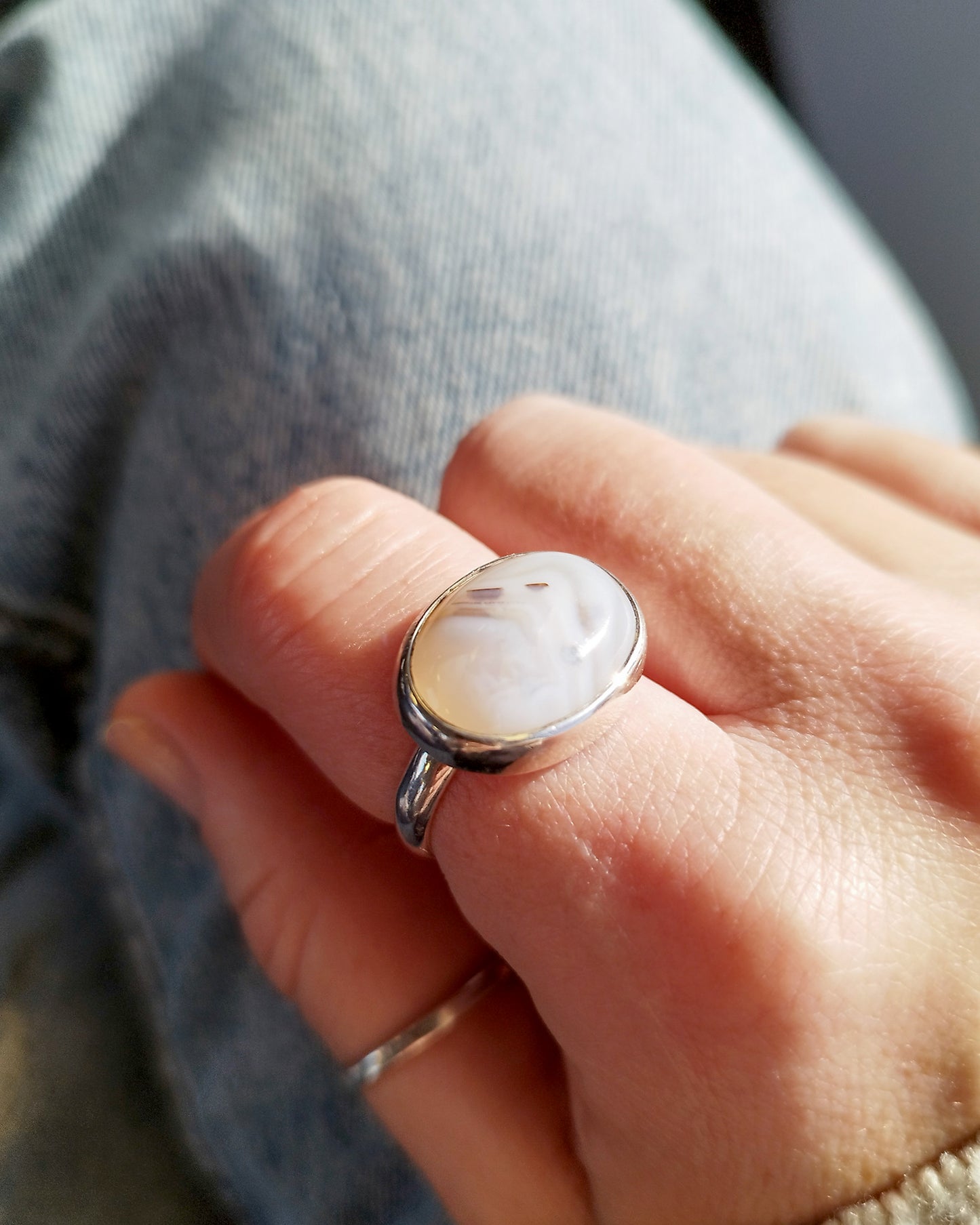 Anillo SAND | Ágata blanca