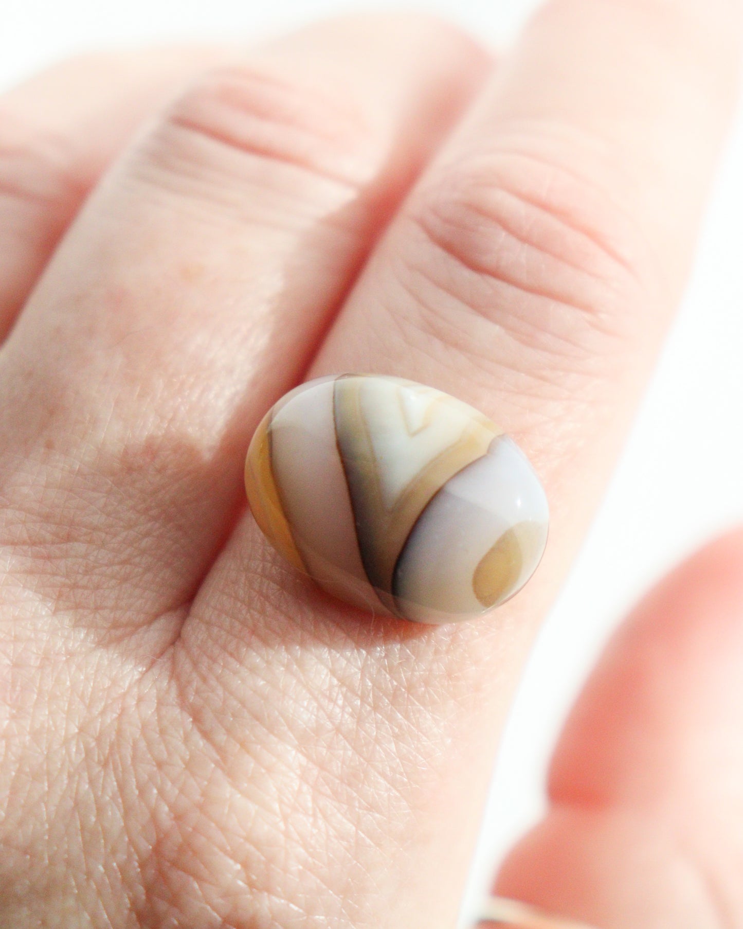 Anillo SAND | Ágata blanca