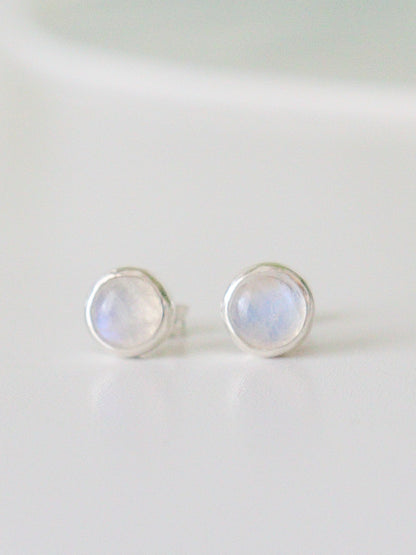 Pendientes de botón - PIEDRA LUNA CIRCULAR